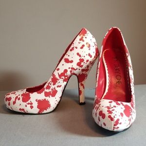 Red Splatter high heels size 7